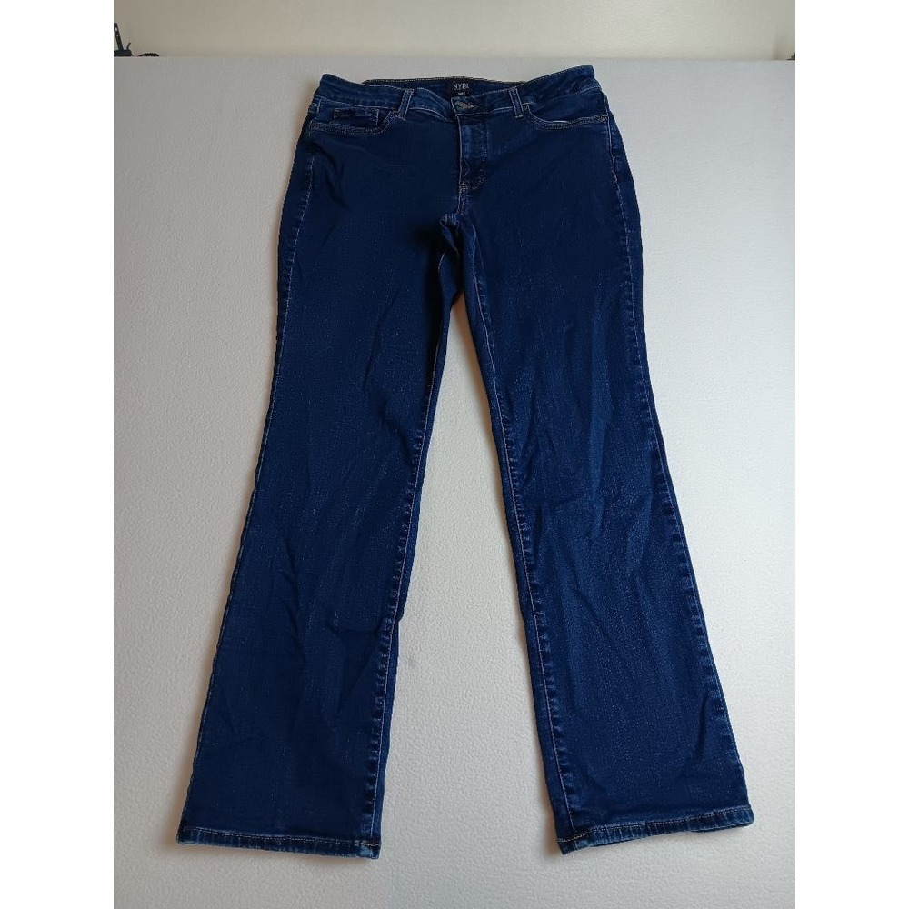NYDJ Marilyn Straight Jeans Womens 14P Petite Dark Wash Lift Tuck Stretch Denim